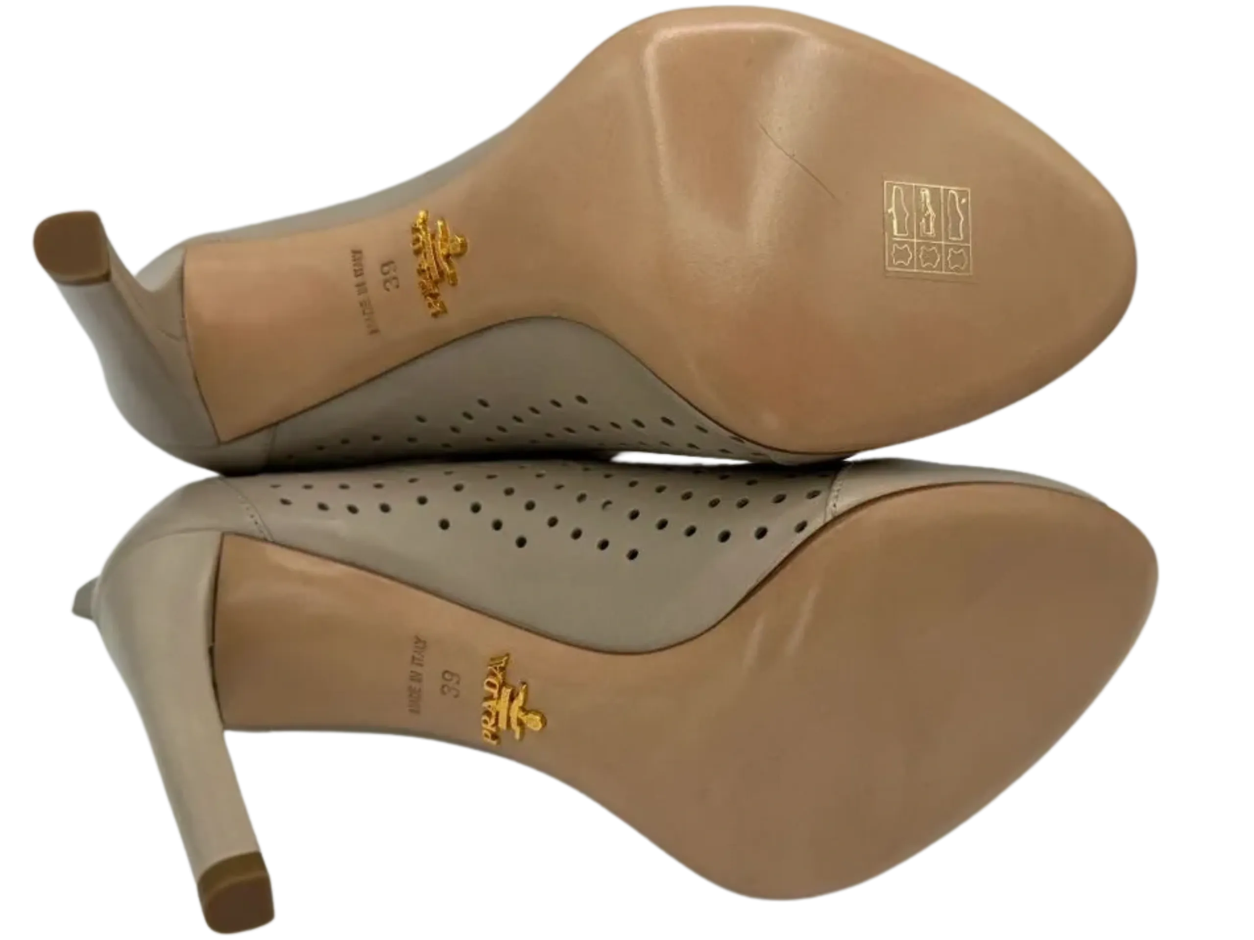 *NEW* Prada Grey Perforated Leather Peep Toe Booties
