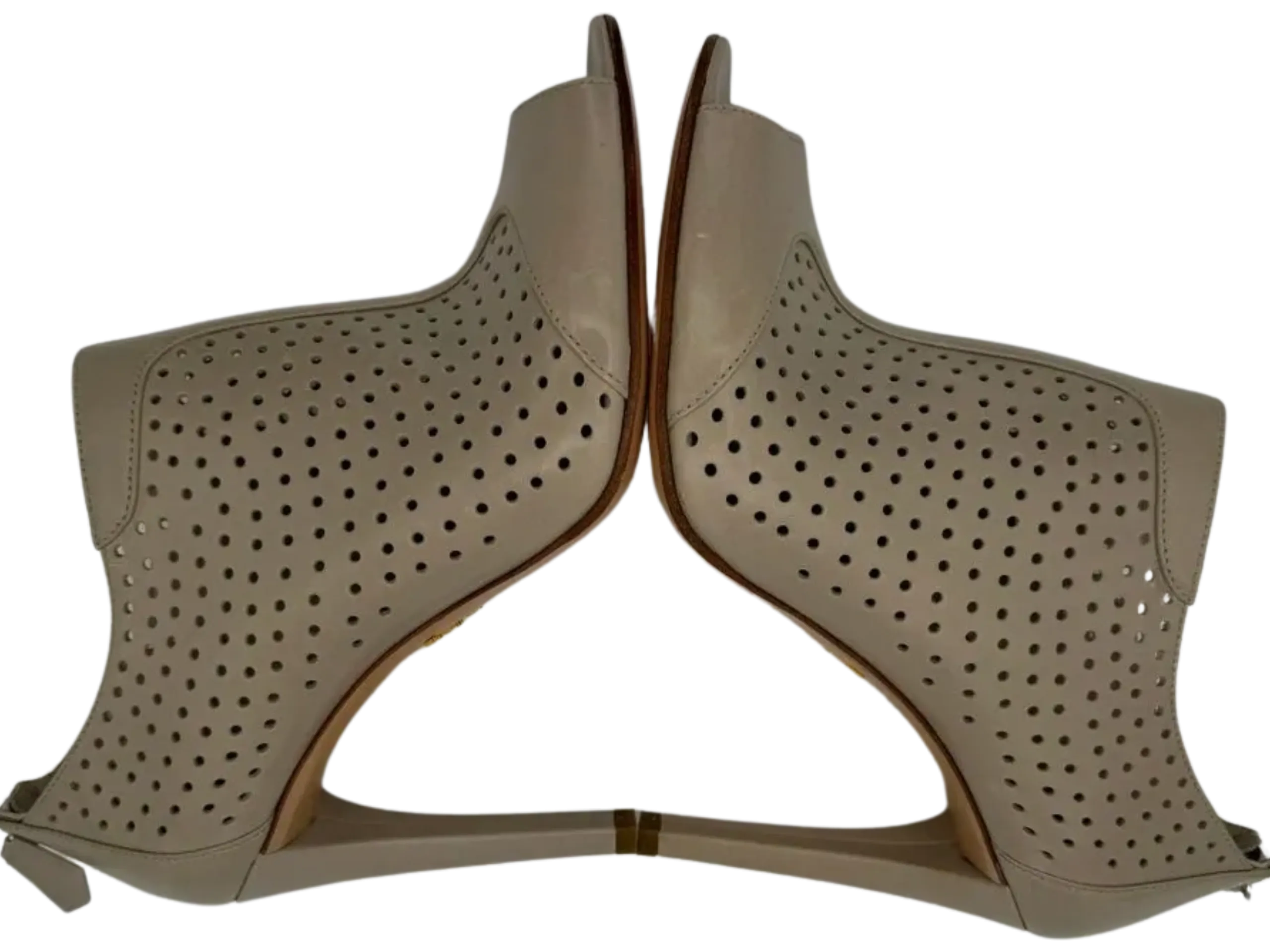 *NEW* Prada Grey Perforated Leather Peep Toe Booties