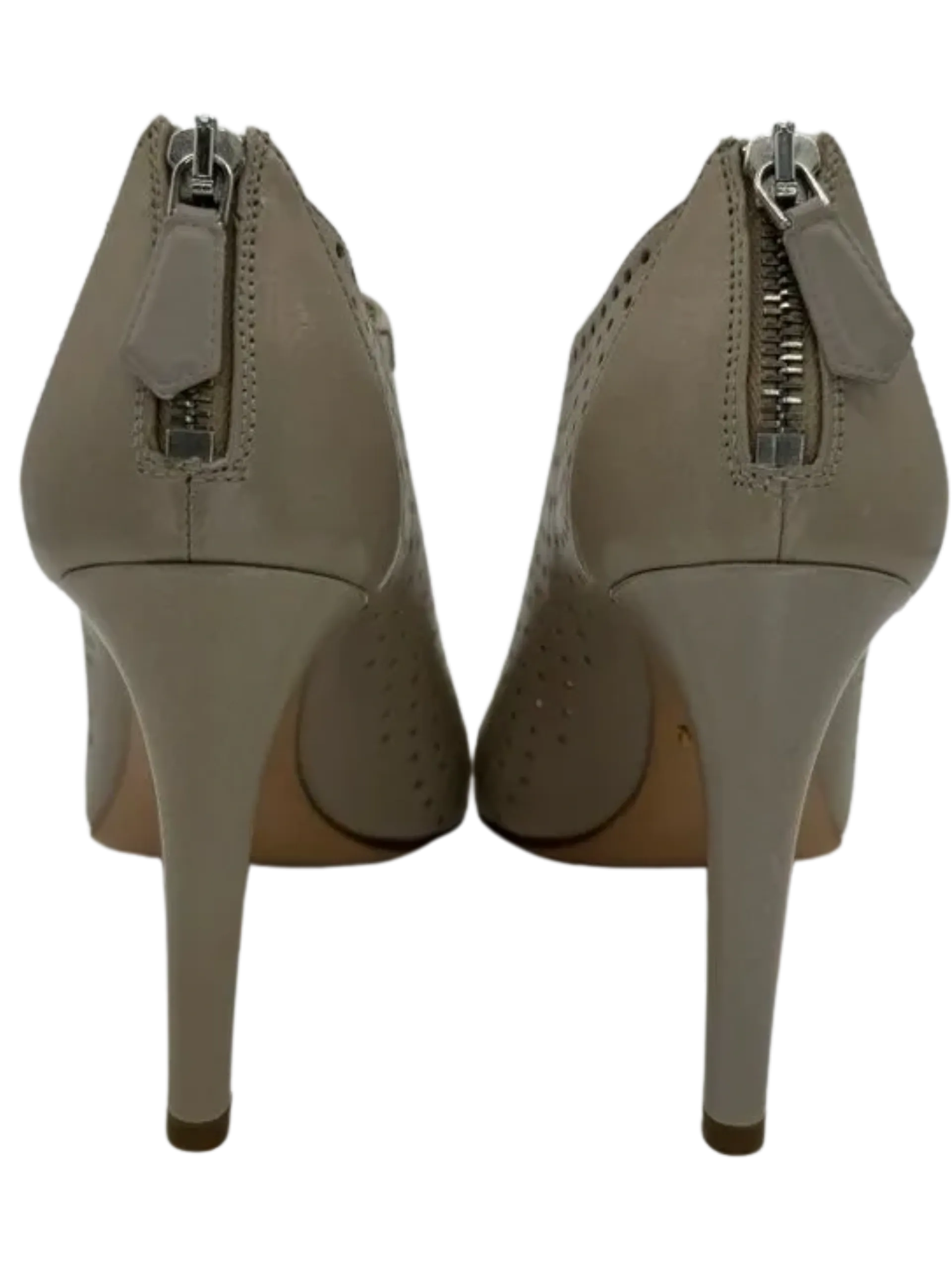 *NEW* Prada Grey Perforated Leather Peep Toe Booties
