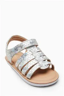 Next Silver Iridescent Fisherman Baby Girls Sandals