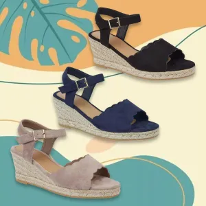 NICOLA LADIES WEDGE HEEL SANDALS WOMENS PLATFORM BUCKLE ANKLE STRAP ESPADRILLE SHOES