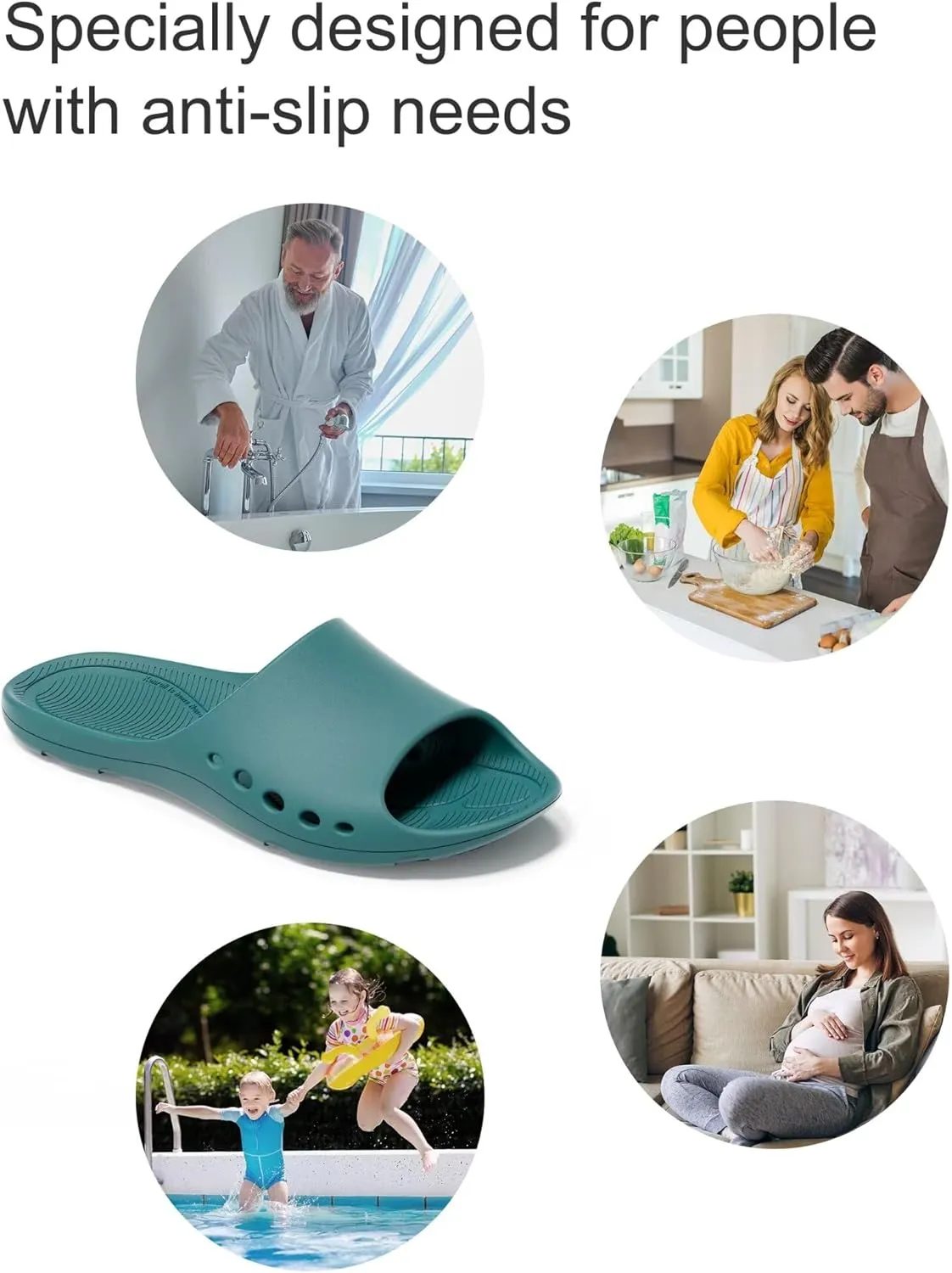 Non Slip Shower Shoes, Lightweight Indoor House Slides Bathroom Shower Sandals Slippers for Women and Men