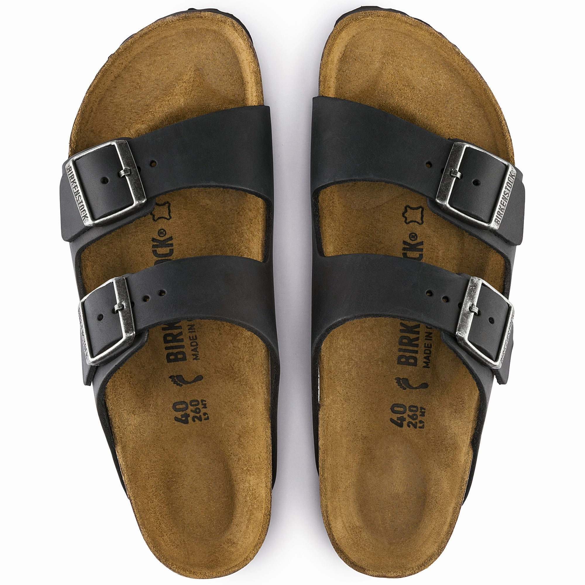 Retro Mood Non Slip Heel Counter Birkenstock Unisex Arizona Oiled Leather Sandal - Black