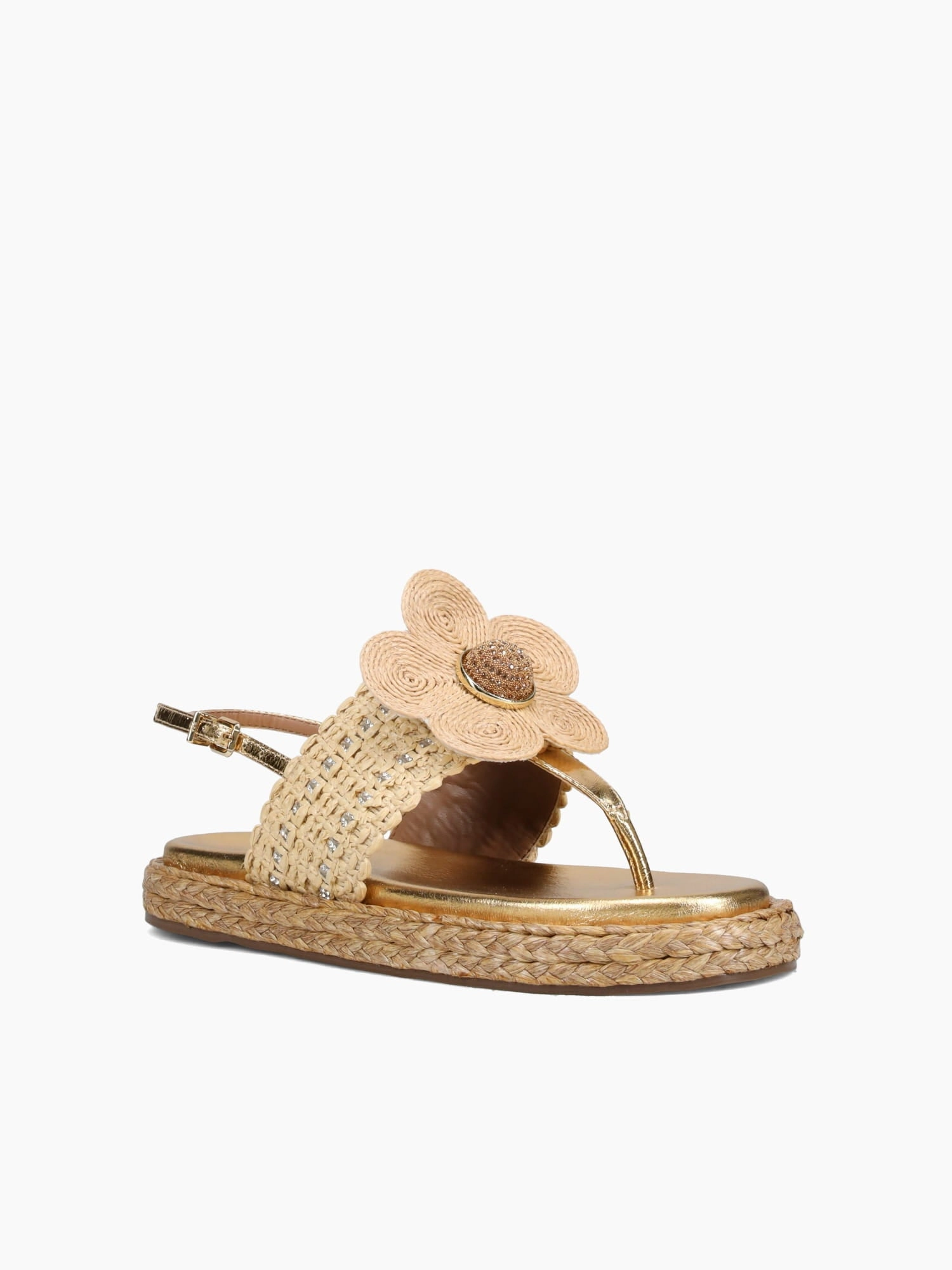 Cushioning Midsole On Foot Nora Natural Oro raffia