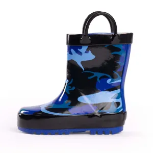 NORTY Tod Boys 6-10 Blue Black Camo Rain Boot 16441