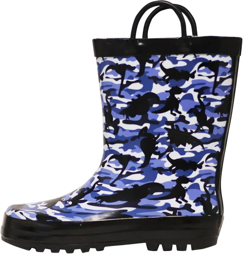 NORTY Tod Boys 6-10 Blue Camo Dino Rain Boot 16206