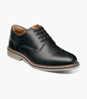 Norwalk Cap Toe Oxford- Black CH| Florsheim Great Traction Norwalk Cap Toe Oxford- Black CH| Florsheim Stacked Heel Technology Durable TPU Frame