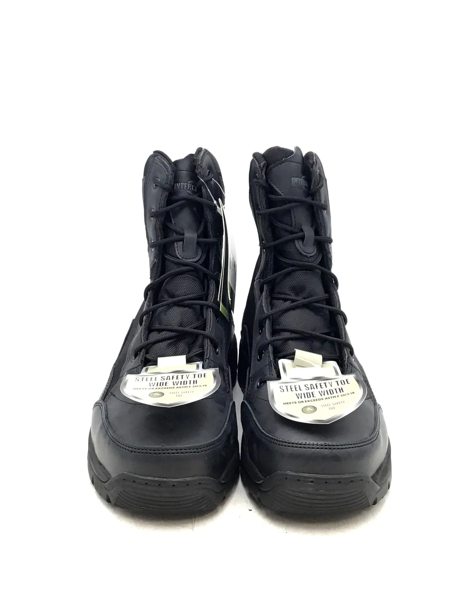 NWT Interceptor Men's F2413-18 Black Leather Tactical Work Boots - Size 12