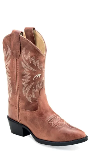 Old West Children Girls Western Cactus Pink Leather Cowboy Boots 1.5 D