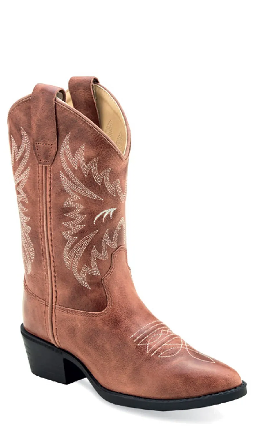 Old West Children Girls Western Cactus Pink Leather Cowboy Boots 1.5 D