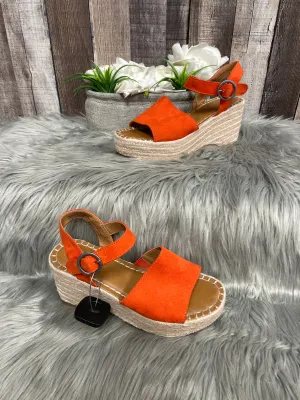 Orange Sandals Heels Wedge Universal Thread, Size 6.5