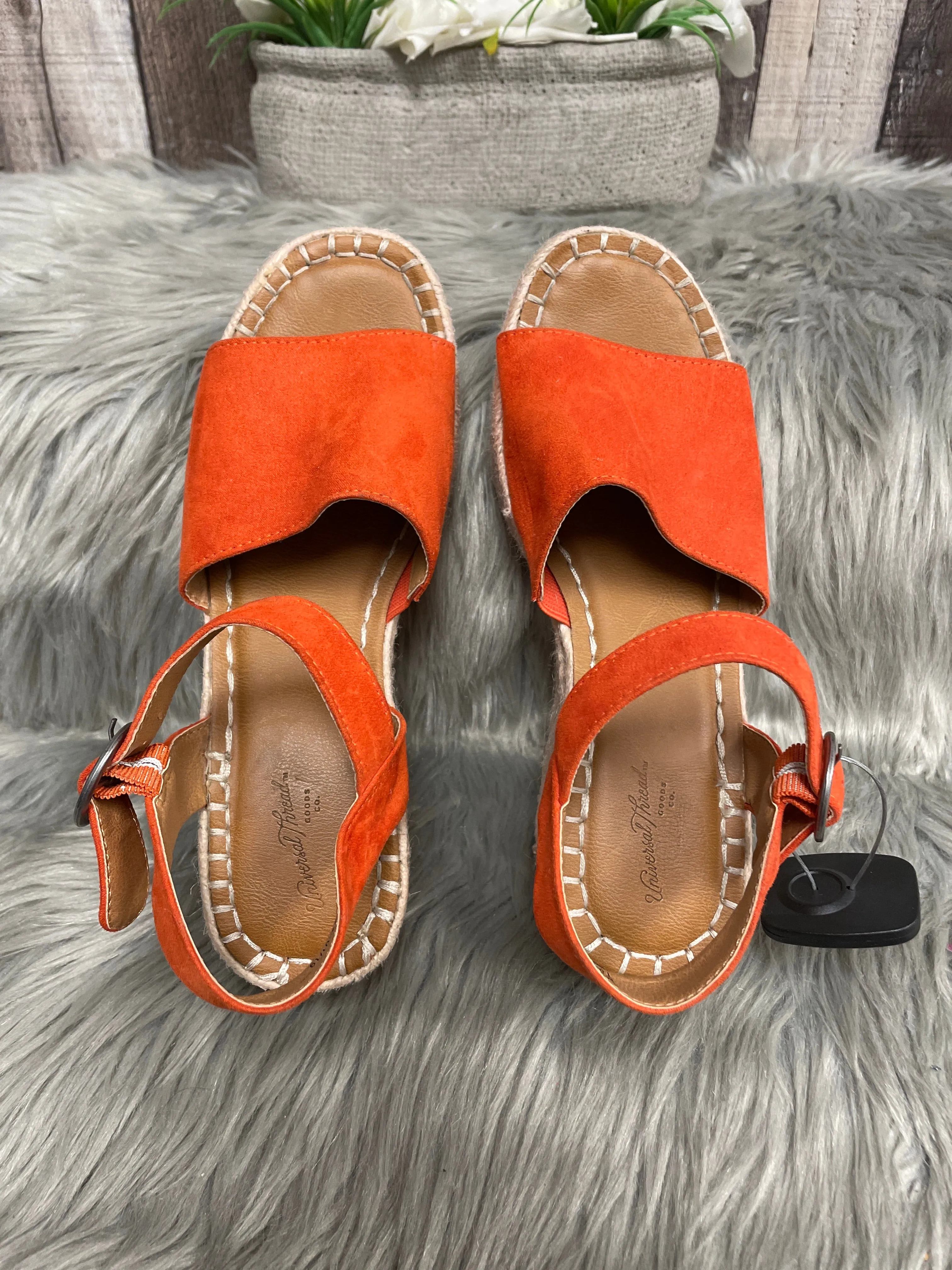 Orange Sandals Heels Wedge Universal Thread, Size 6.5