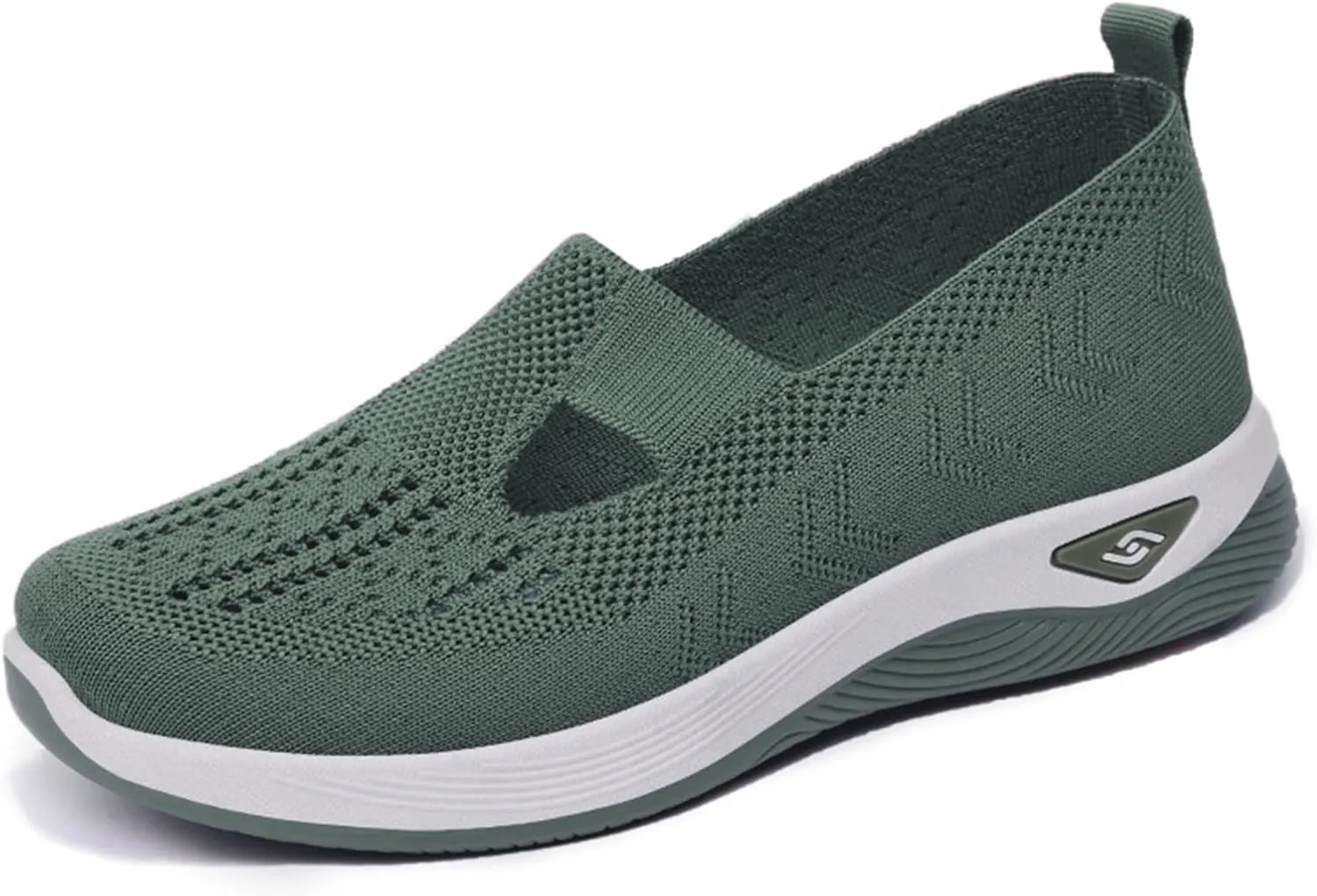 Orthopedic Shoes for Women Breathable Mesh Knitted Woven Low Top Walking Shoes Hands Free Slip On Sneakers Soft Sole Arch Support Non-Slip Shoe Diabetic Foam Walking Shoe
