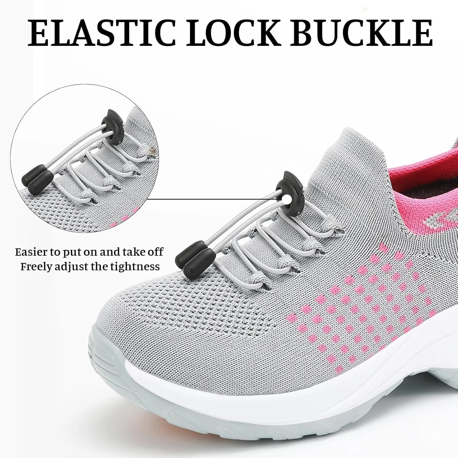 Orthopedic Sneakers Breathable Women Walking Shoes Slip On Trainers Breathable Knit Mesh Lace-Up Sneakers Comfortable Stretch Cushion Athletic Shoes for Women