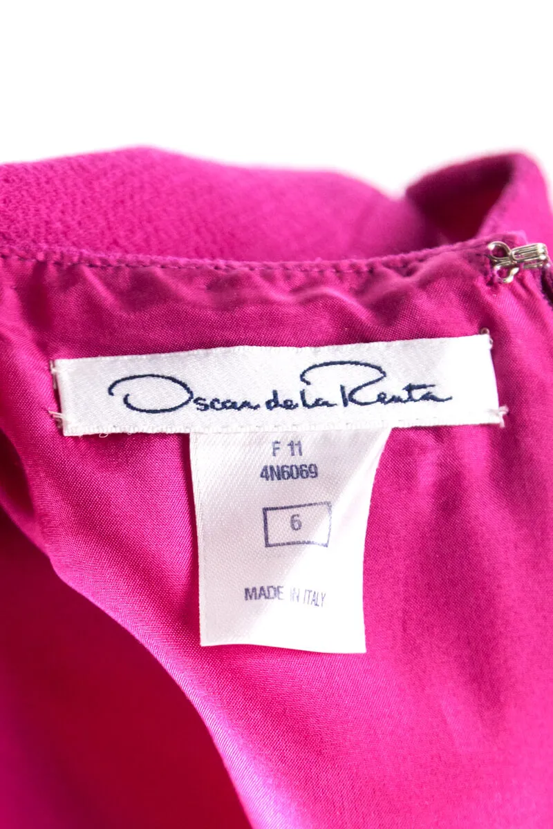 Oscar De La Renta Pink Crepe Sleeveless Dress Size S | US 6