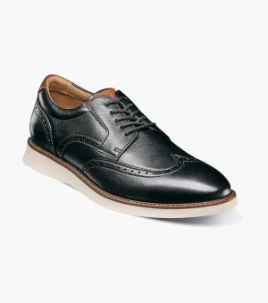 Padded look Launch Wingtip Oxford-Black Multi | Florsheim windy - day shoes Launch Wingtip Oxford-Black Multi | Florsheim