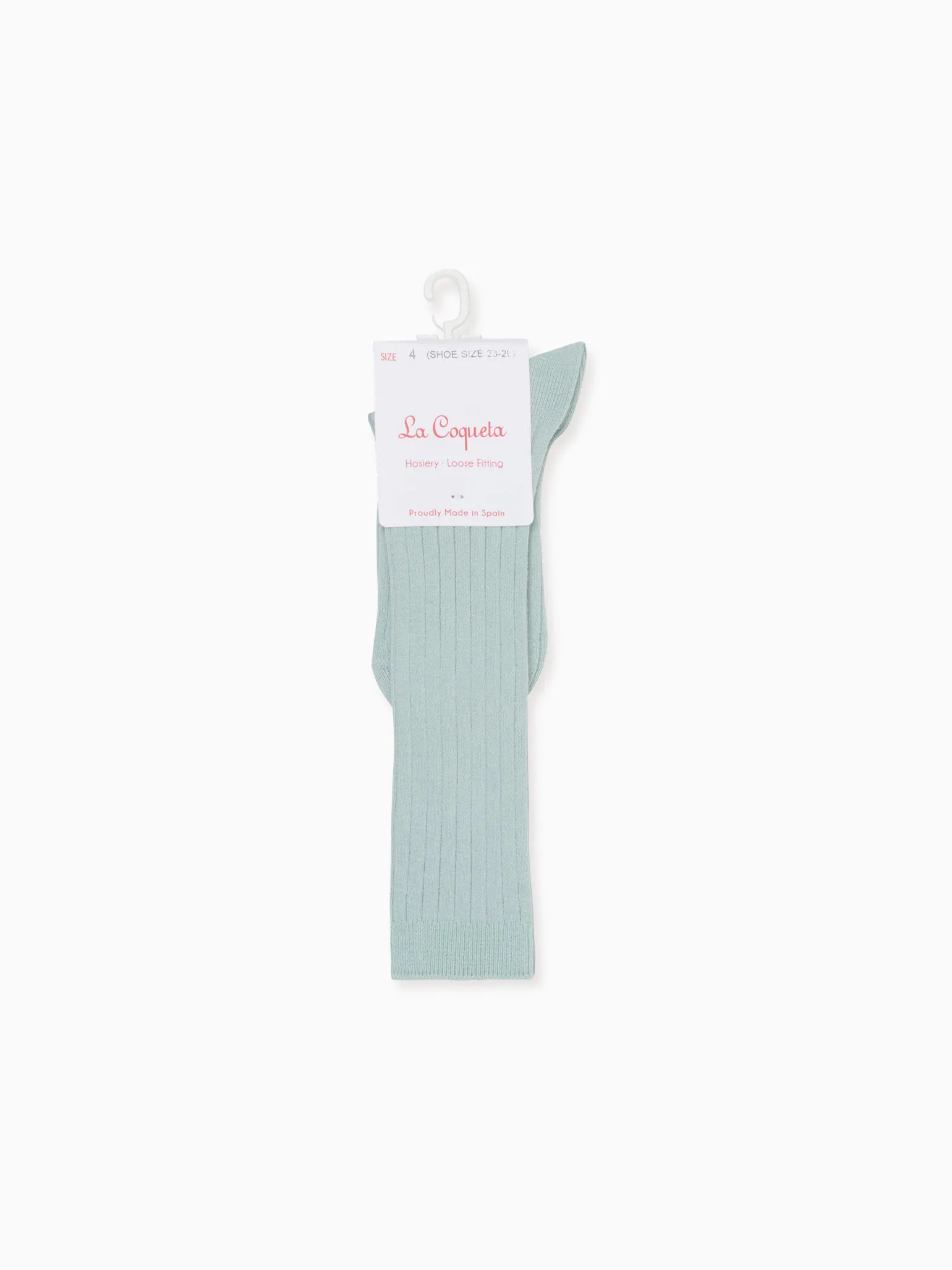 Pale Green Ribbed Knee High Kids Socks