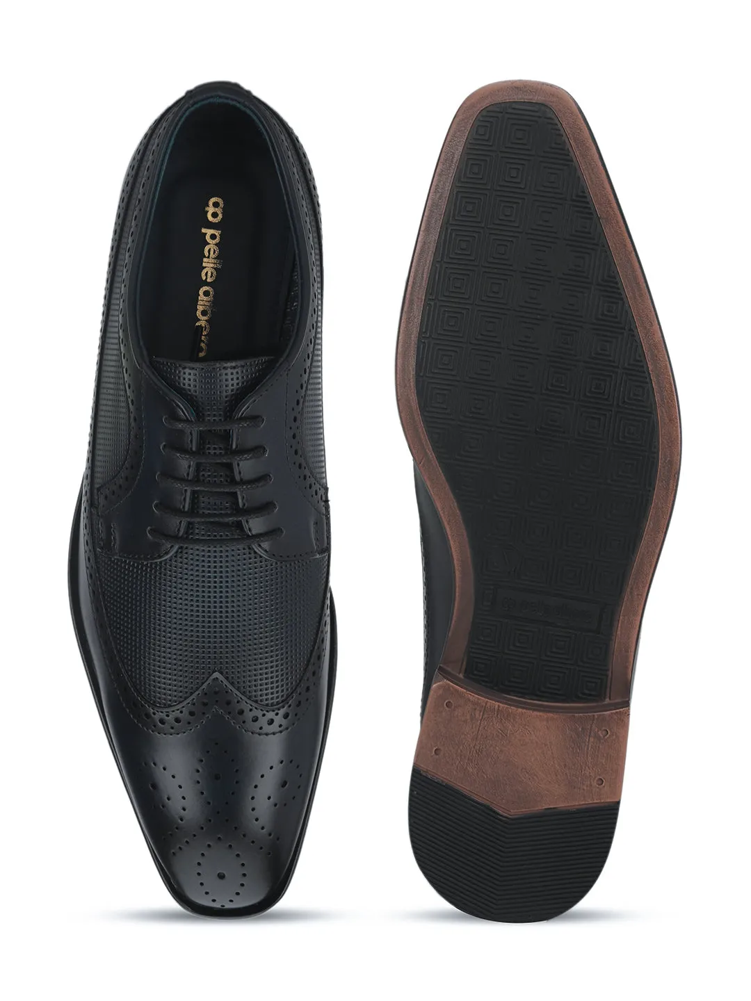 Pelle Albero Blue Formal Brogue Shoes For Men