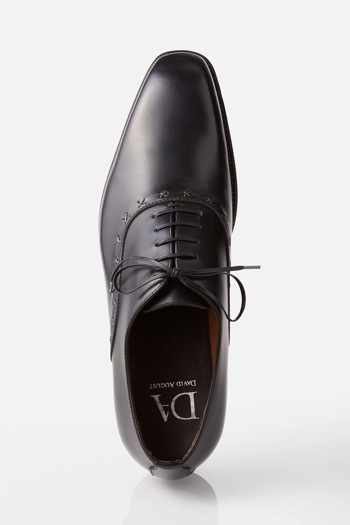 Cozy Design Smooth   surface David August Leather Lace Up Cross Stitched Oxfords in Black