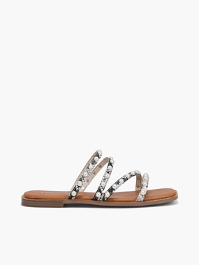 Pitti White Snake Medium Heel Open Toe Design Flexible walking shoes Pitti White Snake