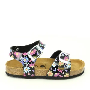 Plakton 131407 Black Multi Floral Kids Sandal