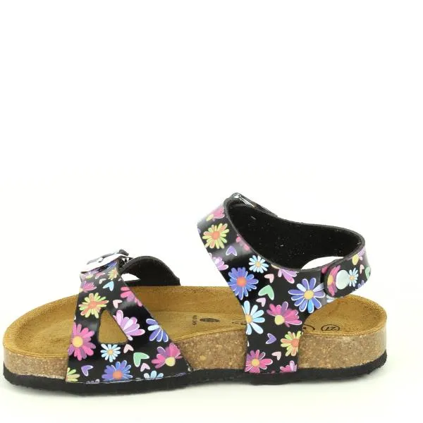 Plakton 131407 Black Multi Floral Kids Sandal