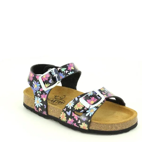 Plakton 131407 Black Multi Floral Kids Sandal