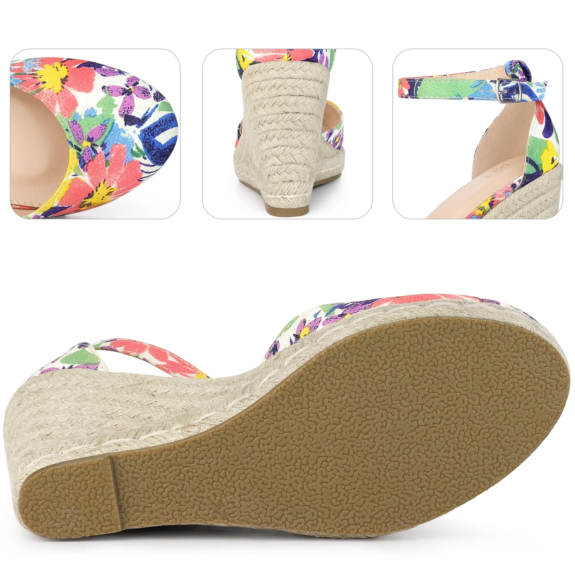 Platform Espadrilles Closed Toe Wedge Heel Sandals