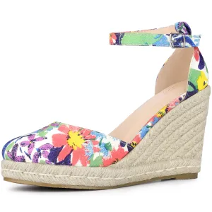Platform Espadrilles Closed Toe Wedge Heel Sandals