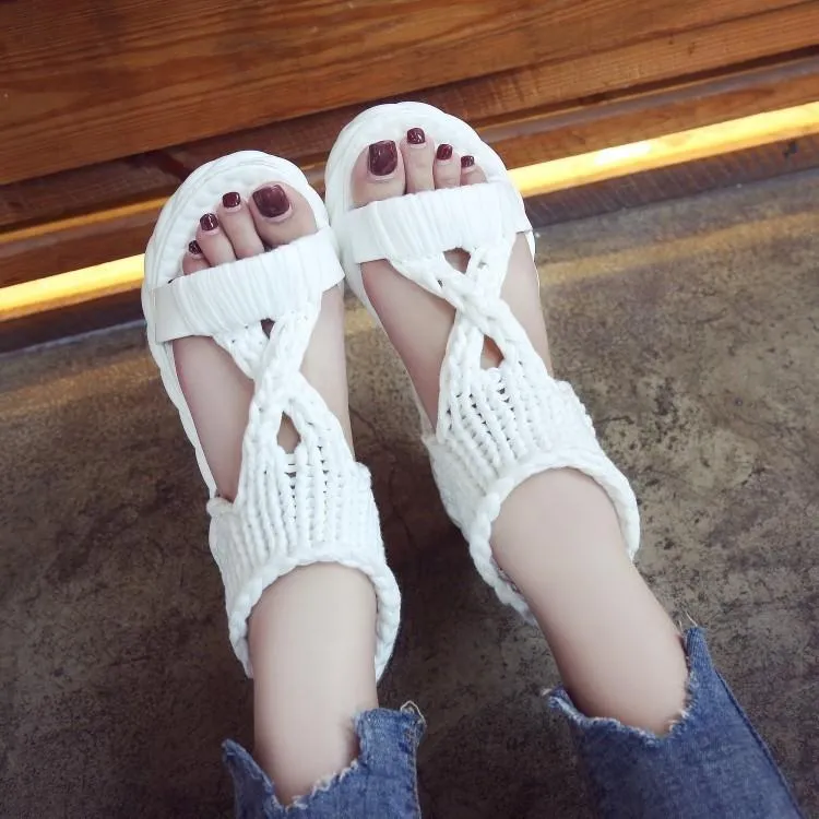 Platform knit walking sandals