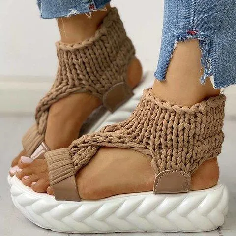 Platform knit walking sandals