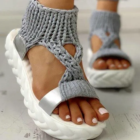 Platform knit walking sandals