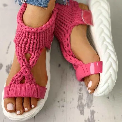 Platform knit walking sandals
