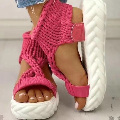 Platform knit walking sandals