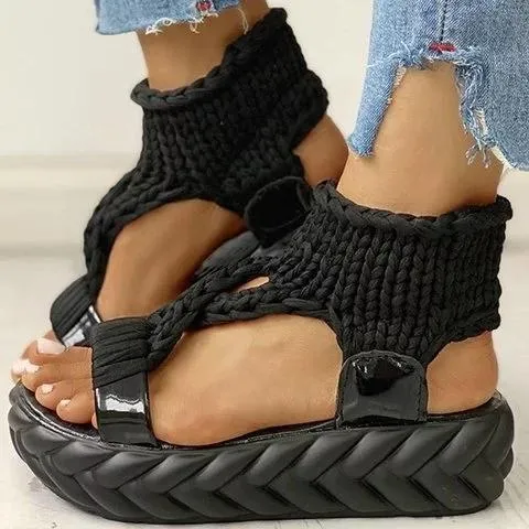 Platform knit walking sandals