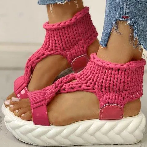 Platform knit walking sandals