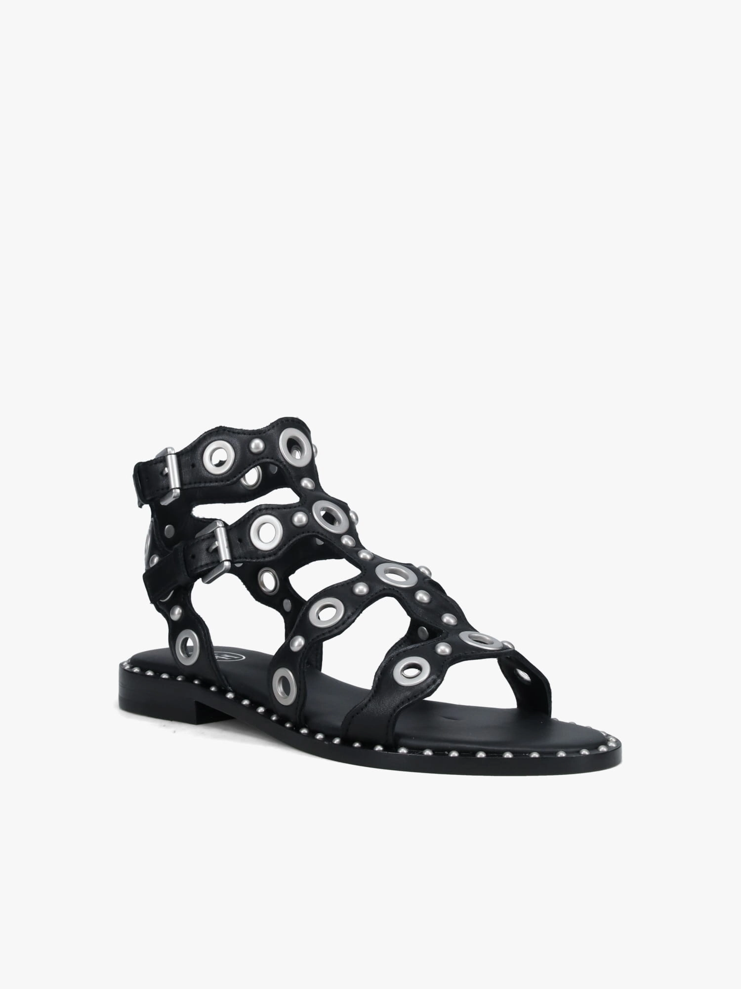 Chic Vacation Footwear Pop Up Black Silver soft leather