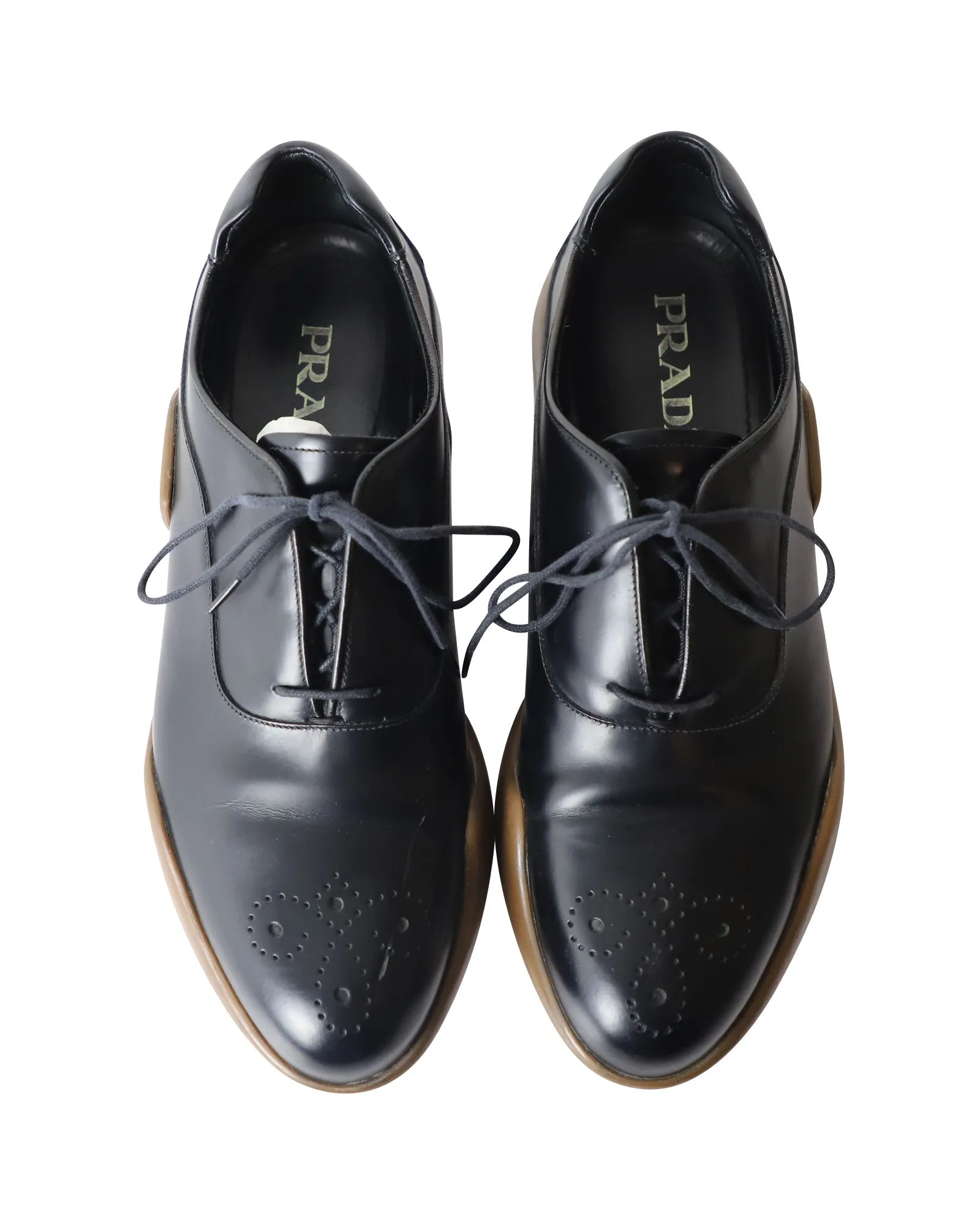 Prada Platform Brogues in Black Leather