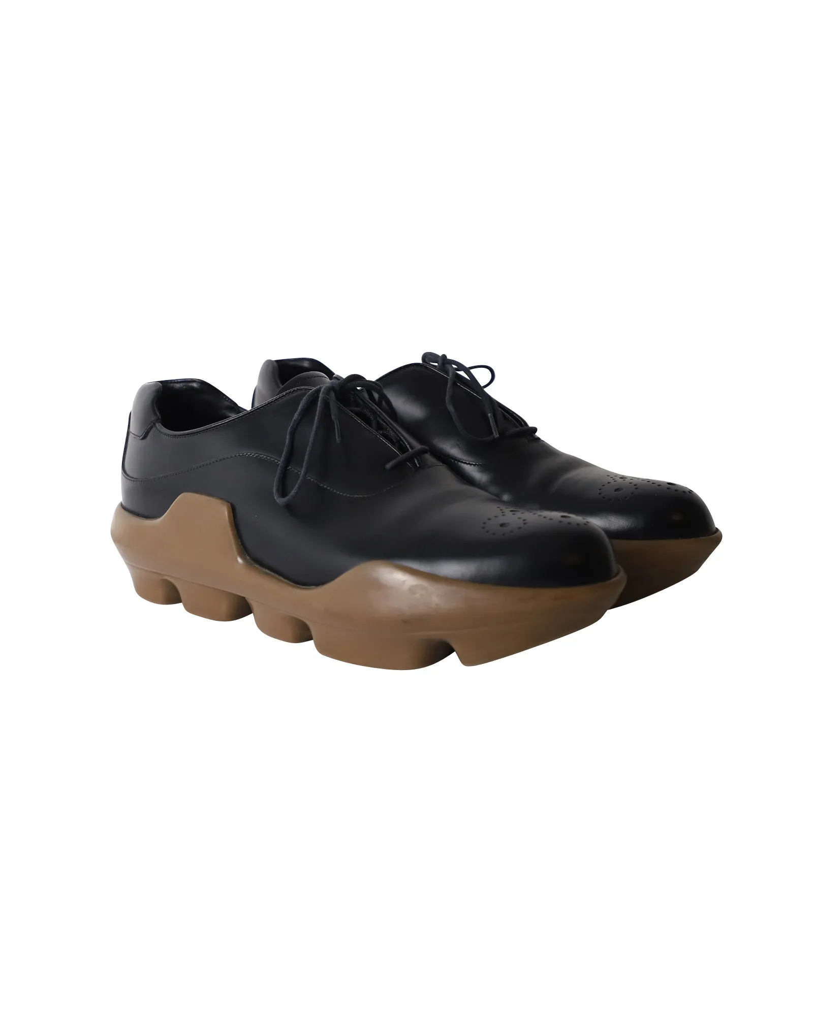 Prada Platform Brogues in Black Leather