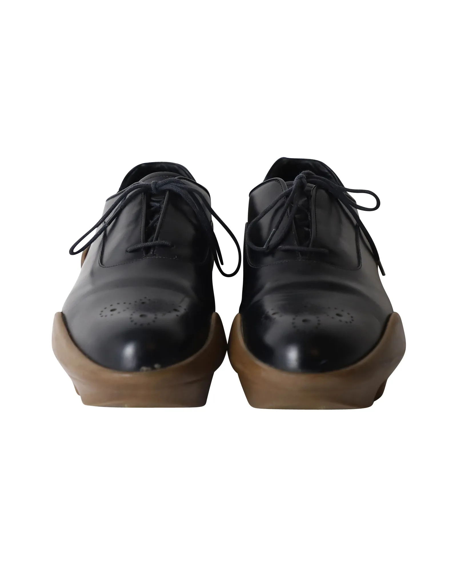 Prada Platform Brogues in Black Leather