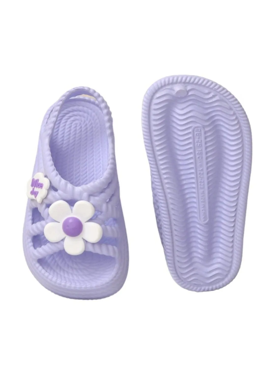Purple Adorable flower embellished  - Kids' Flower-Accent Summer Sandals