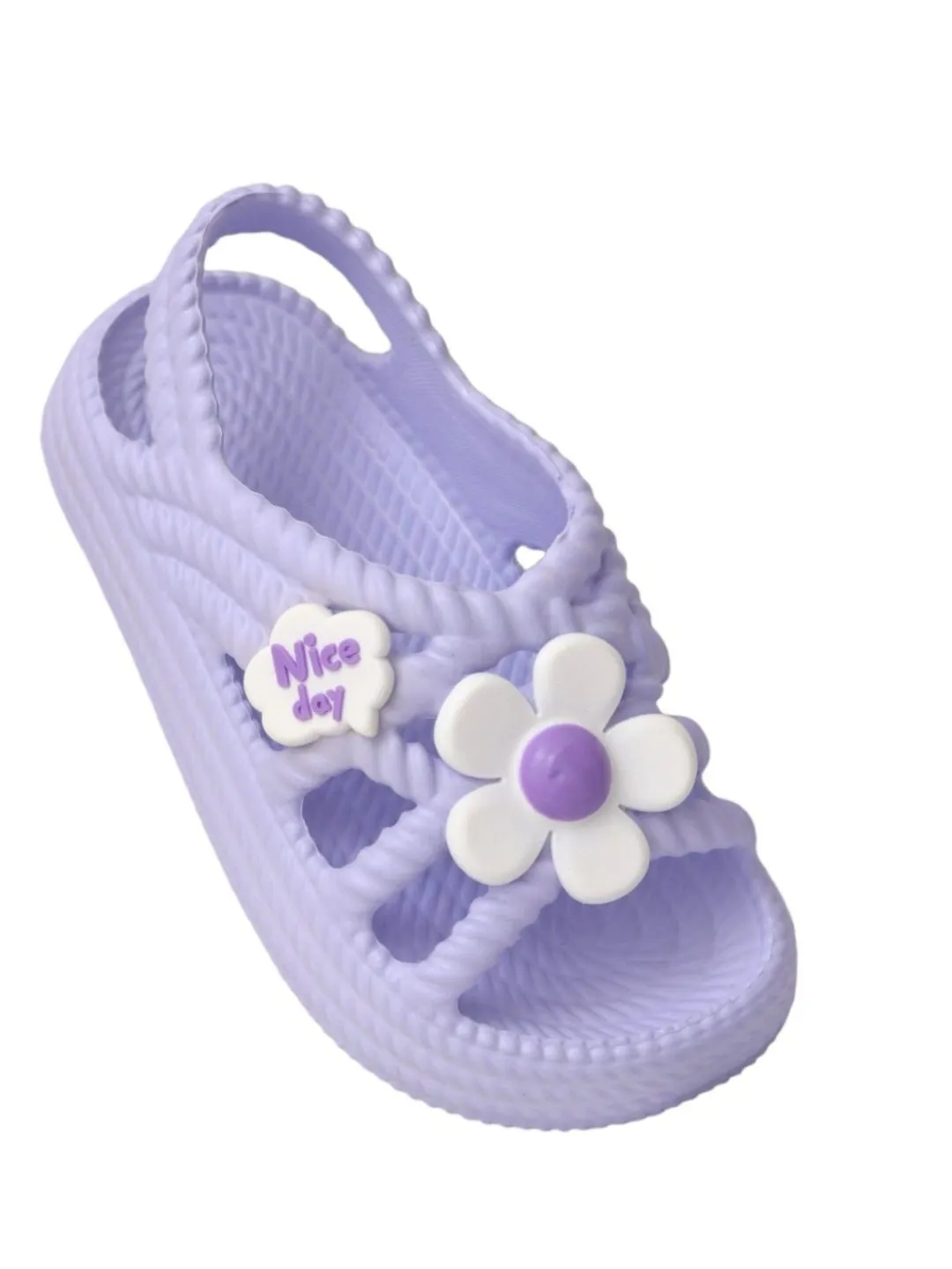 Purple Adorable flower embellished  - Kids' Flower-Accent Summer Sandals