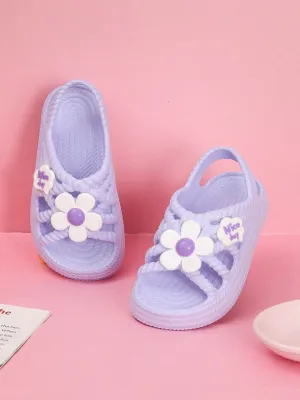 Purple Adorable flower embellished  - Kids' Flower-Accent Summer Sandals