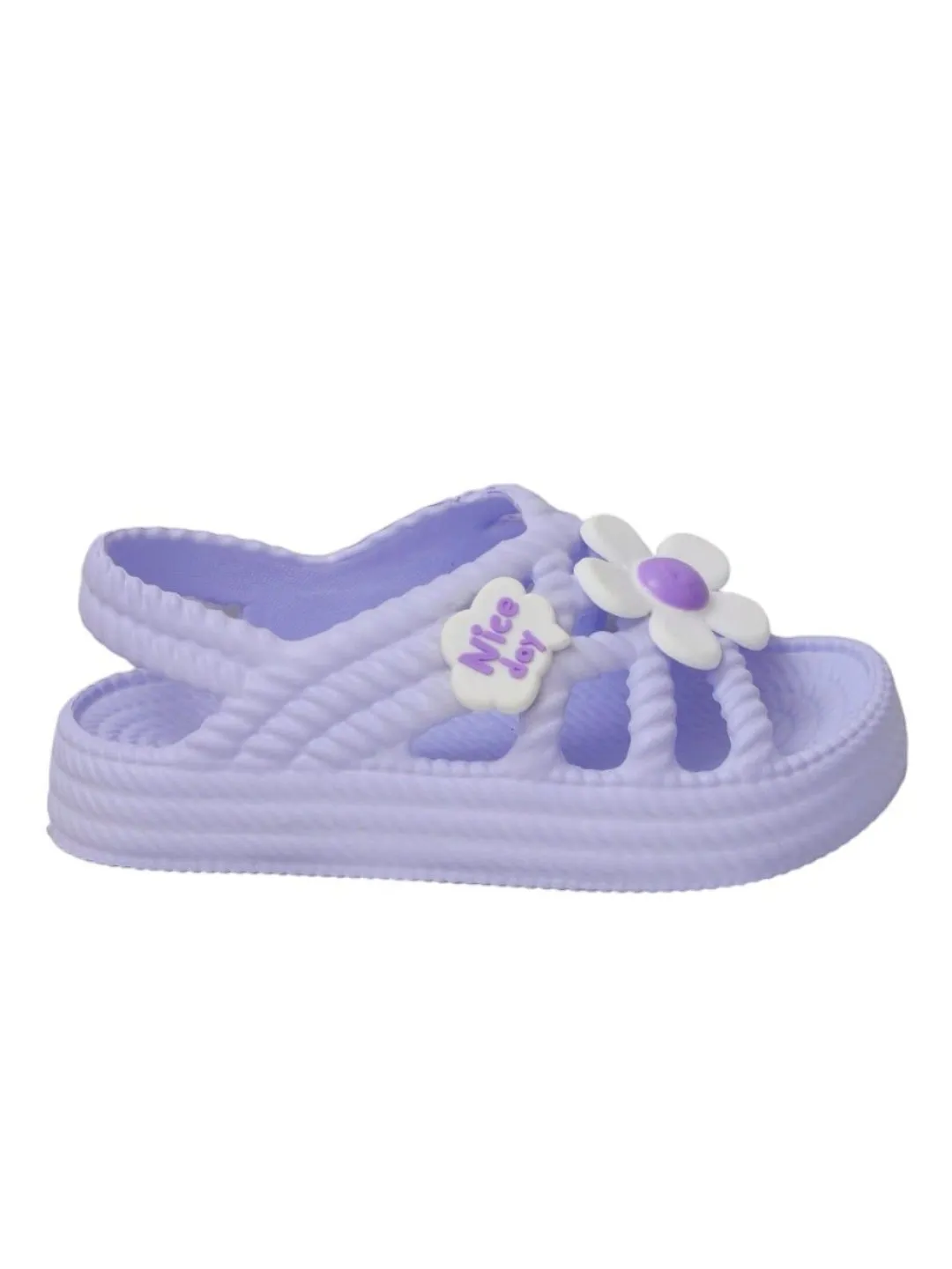Purple Adorable flower embellished  - Kids' Flower-Accent Summer Sandals