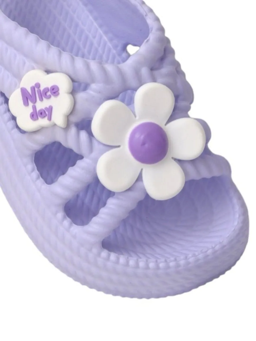 Purple Adorable flower embellished  - Kids' Flower-Accent Summer Sandals