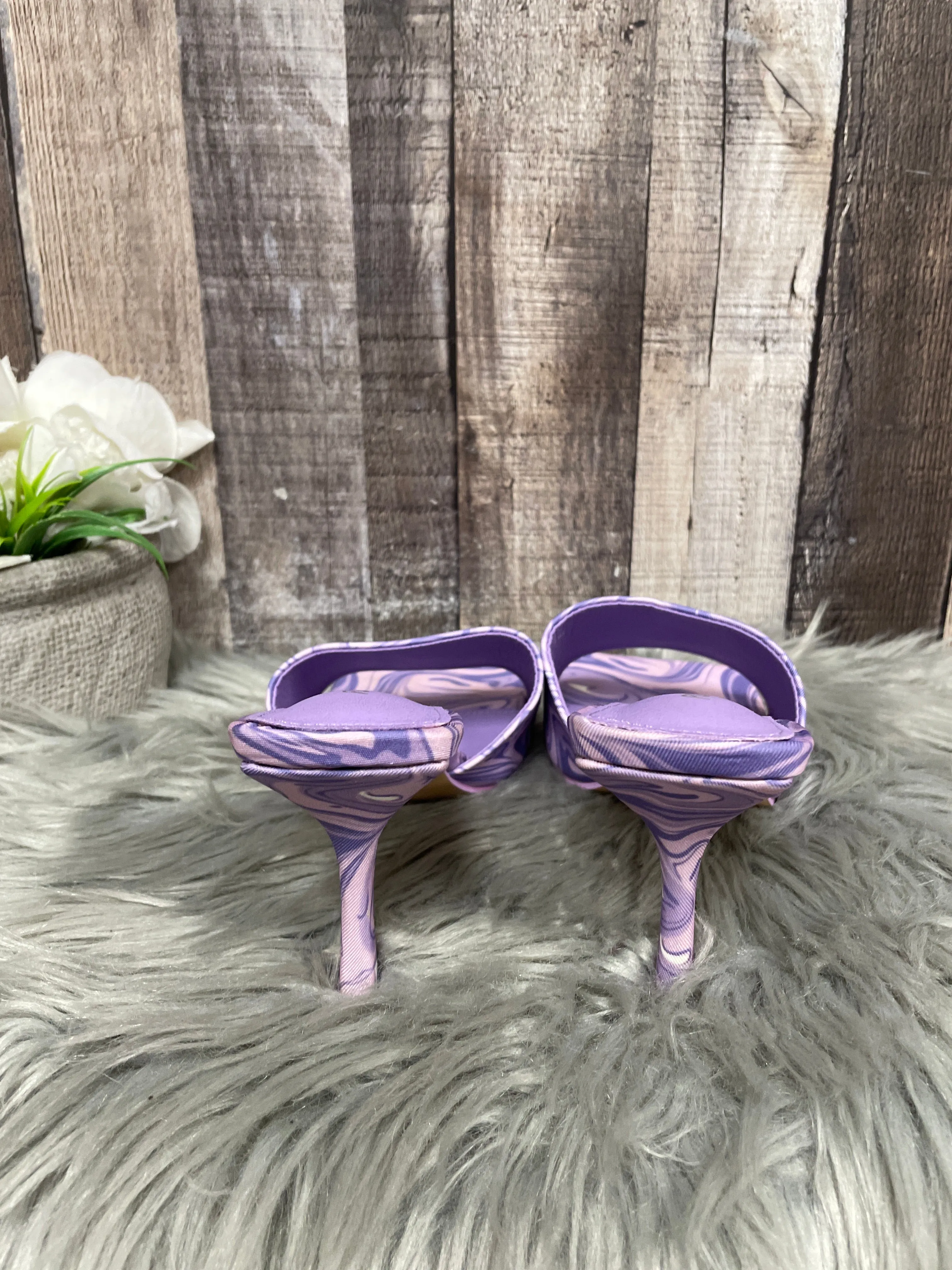 Purple Sandals Heels Stiletto Cme, Size 7