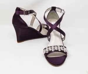 Purple Wedding Wedges with Crystal Design | Dyeable Shoes