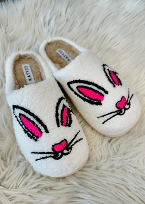 Quick Dry Lining Bunny Face Slippers Chase Step Easy To Clean Bunny Face Slippers
