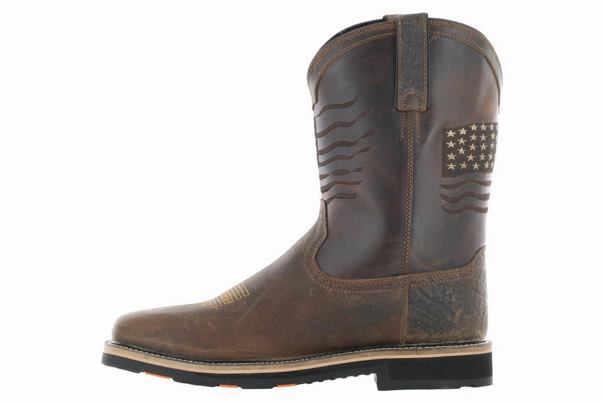 Safety Comfort Footwear Waterproof Grip Hoss Rushmore Western Rancher Soft Toe Boot Brown