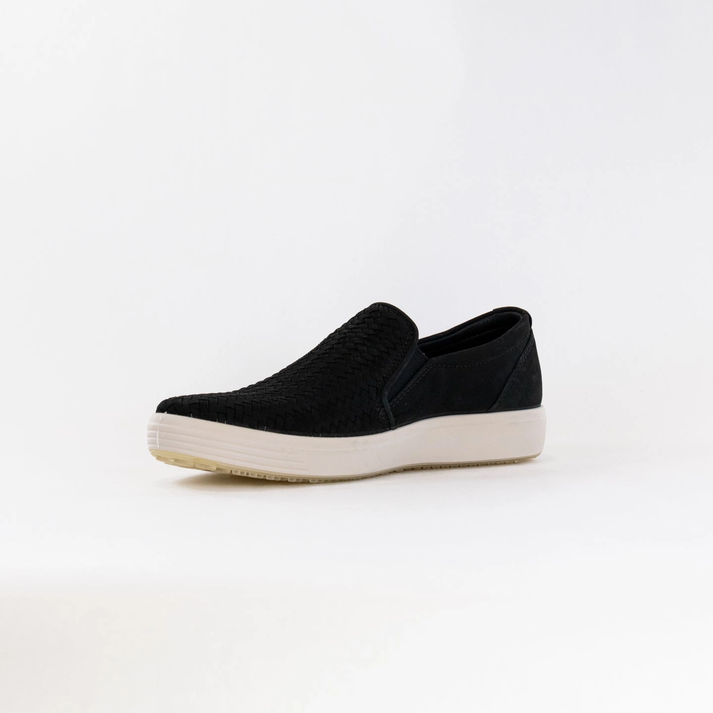 ECCO Men's Soft 7 Woven Slip-On (Men's) - Black Slip On Sneakers Effortless Walk